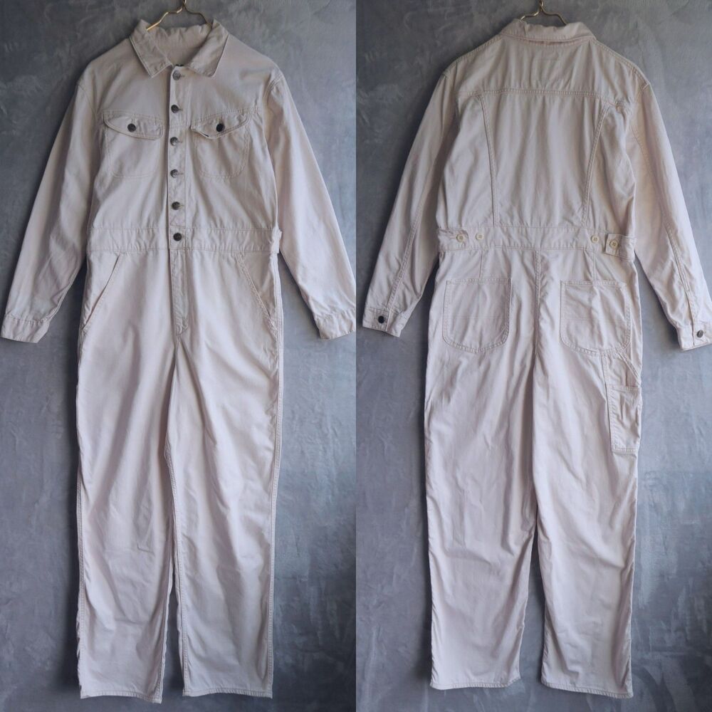Vintage LEE Union-Alls Vintage Modern Ecru Coveralls Size M Cotton Utility